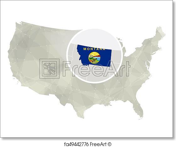 560x470 Free Art Print Of Polygonal Abstract Usa Map With Magnified