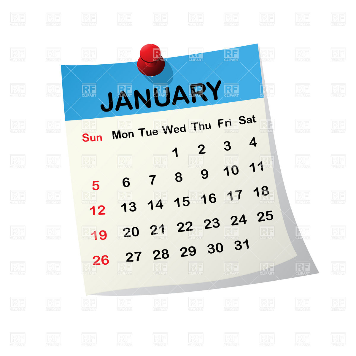 1200x1200 January 2014 Month Calendar Vector Image Vector Artwork Of