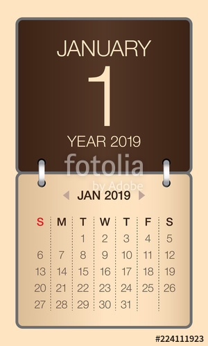 300x500 January 2019 Monthly Calendar Vector Illustration Stock Image And