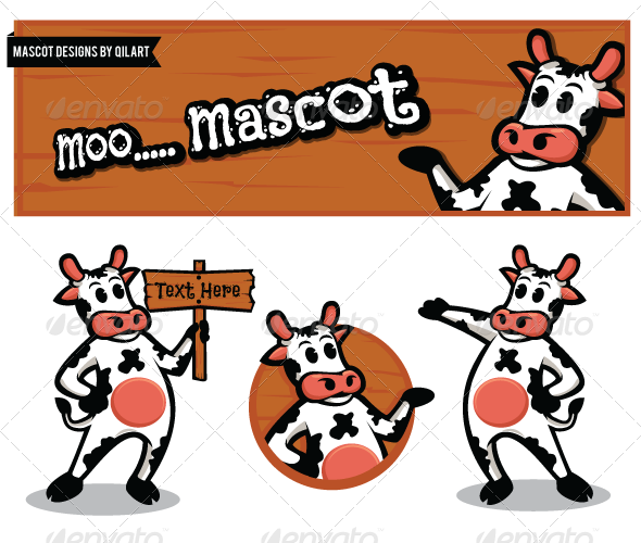590x500 Moo Mascot Graphic Design Illustration, Template And Cow