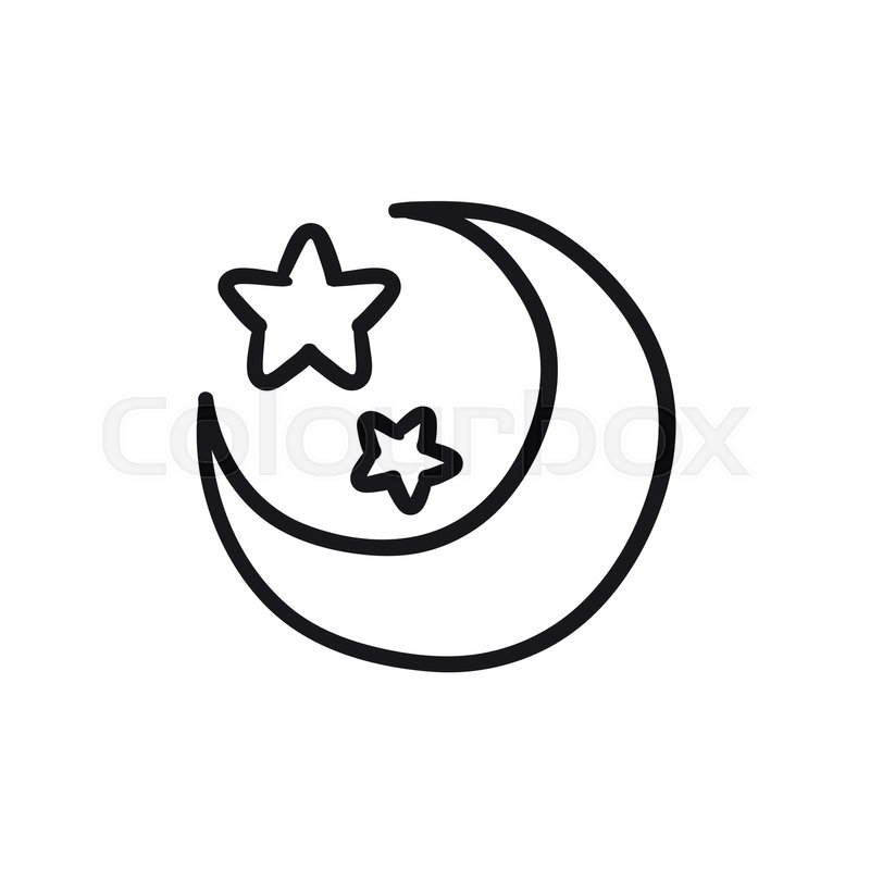 800x800 Moon And Stars Vector Sketch Icon Isolated On Background. Hand