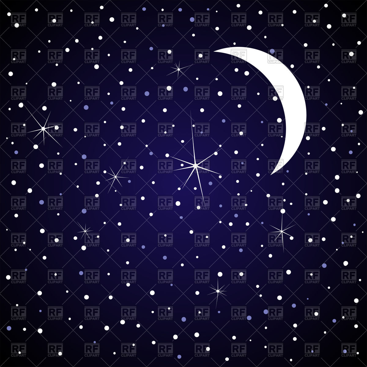 1200x1200 Moon In Night Sky With Stars Vector Image Vector Artwork Of