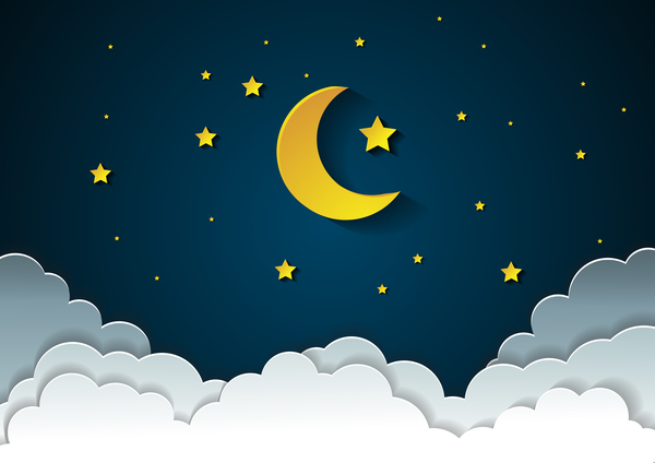 600x424 Moon With Stars And Cloud In Nightime Cartoon Vector Free Download