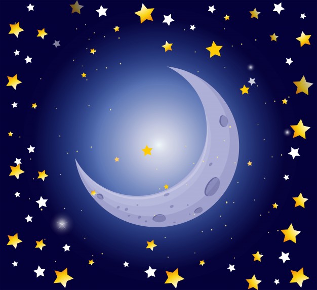 626x573 Night Scene With Moon And Stars Vector Free Download