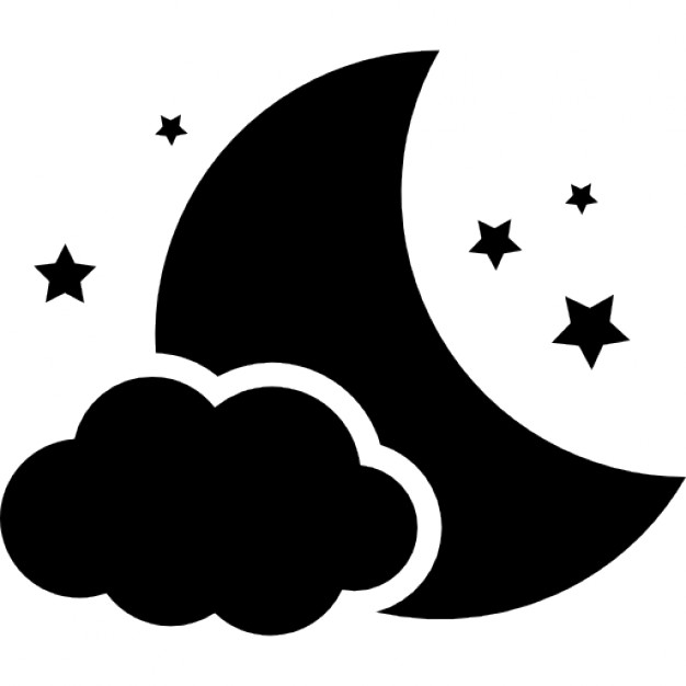 626x626 Night Symbol Of The Moon With A Cloud And Stars Icons Free Download