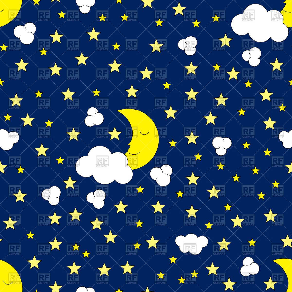 1200x1200 Seamless Pattern Made Of Moon And Stars Vector Image Vector