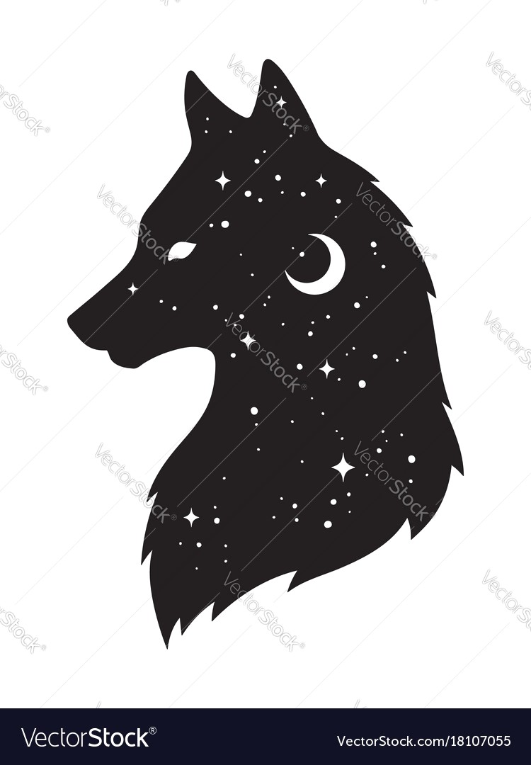 750x1080 Silhouette Of Wolf With Crescent Moon And Stars Vector 18107055 15