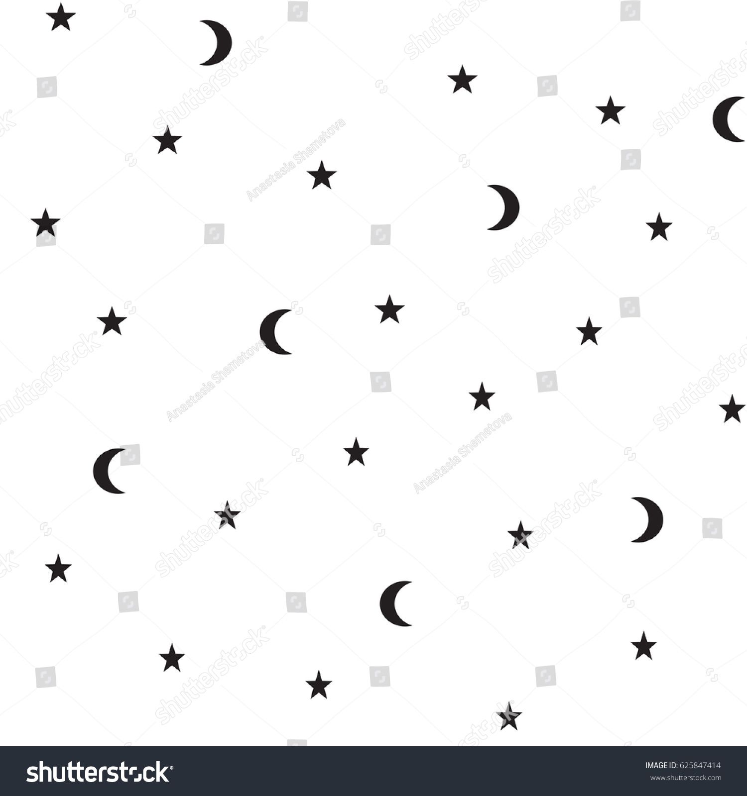 1500x1600 Vector Black Moon And Stars Seamless Pattern On The White