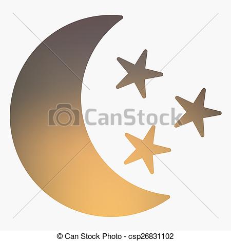 450x470 Weather Flat Style Icon With Moon And Stars. Vector Illustration. .