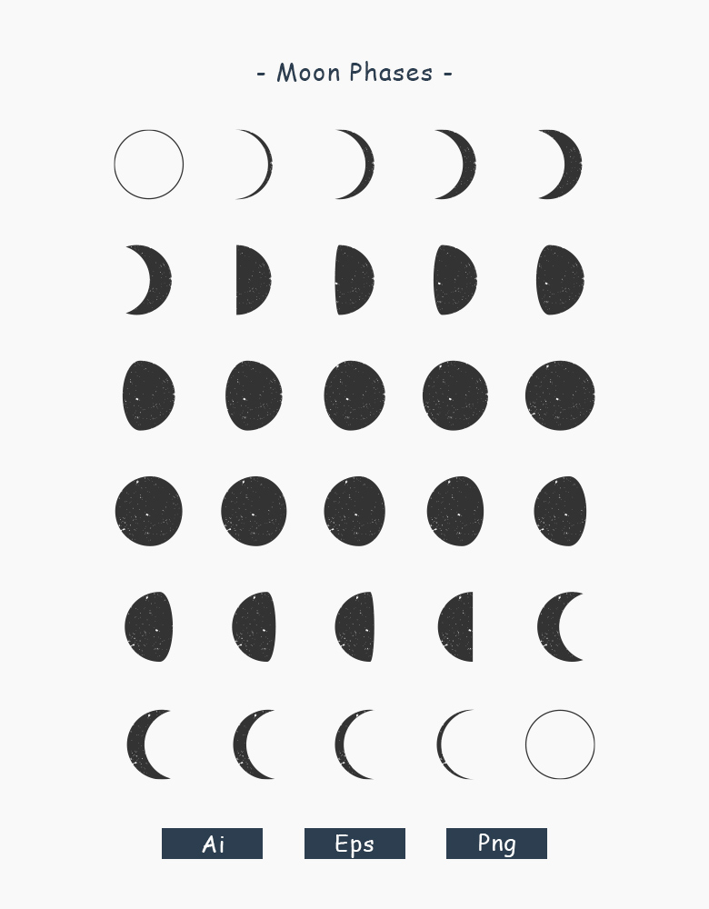 780x1000 Flat Moon Phases Clip Art Set By Dreamstale