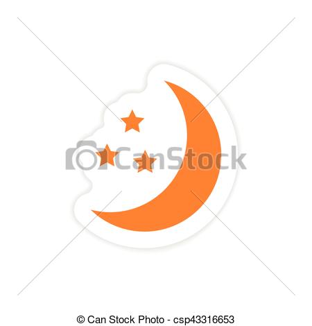 450x470 Icon Sticker Realistic Design On Paper Moon Star.