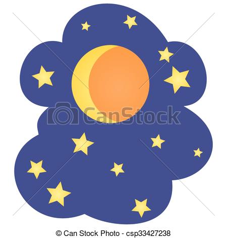 450x470 Moon And Stars Vector Cartoon.