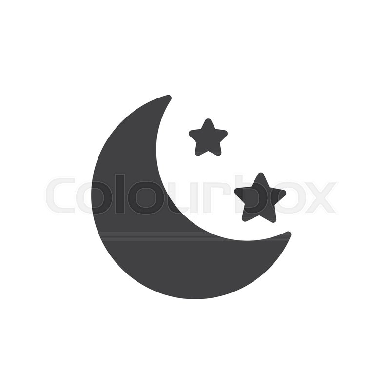 800x800 Moon And Stars Vector Icon. Filled Flat Sign For Mobile Concept