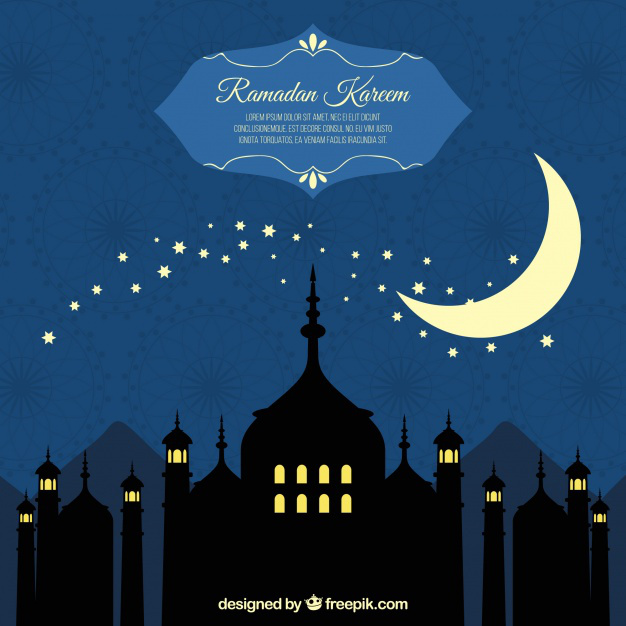 626x626 Background Of Ramadan Silhouettes With Moon Vector Free
