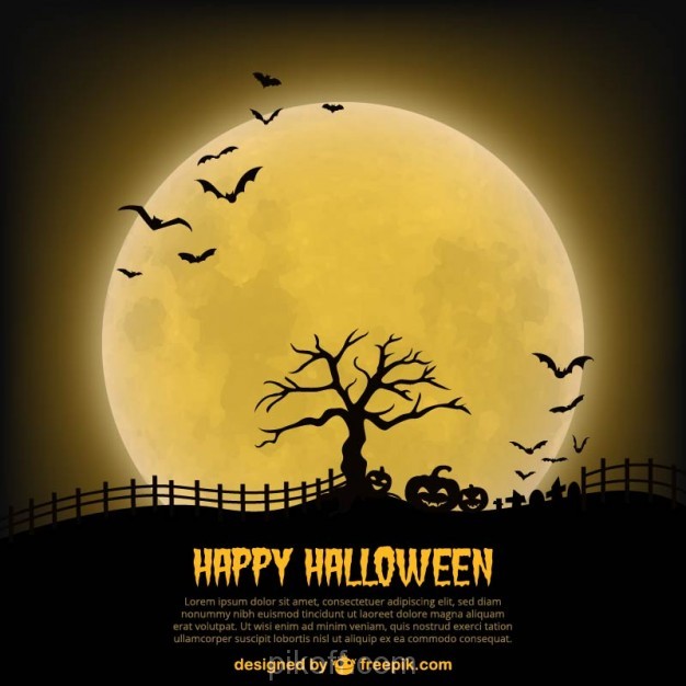 626x626 Ai] Happy Halloween Poster Template With Moon Vector Free Download