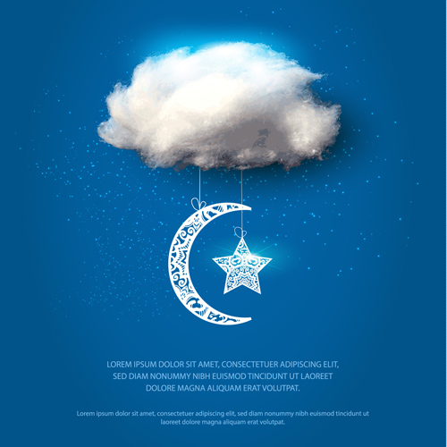 500x500 Moon With Star Ornament And Cloud Background Free Download