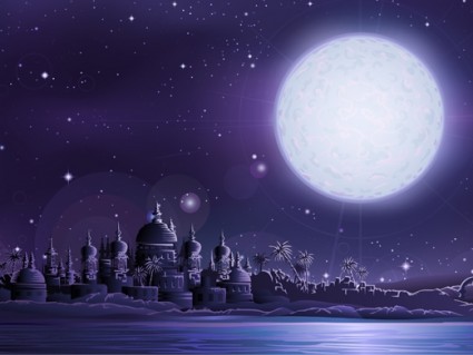 425x319 Under The Full Moon The Ancient City Of Vector Ancient City Under