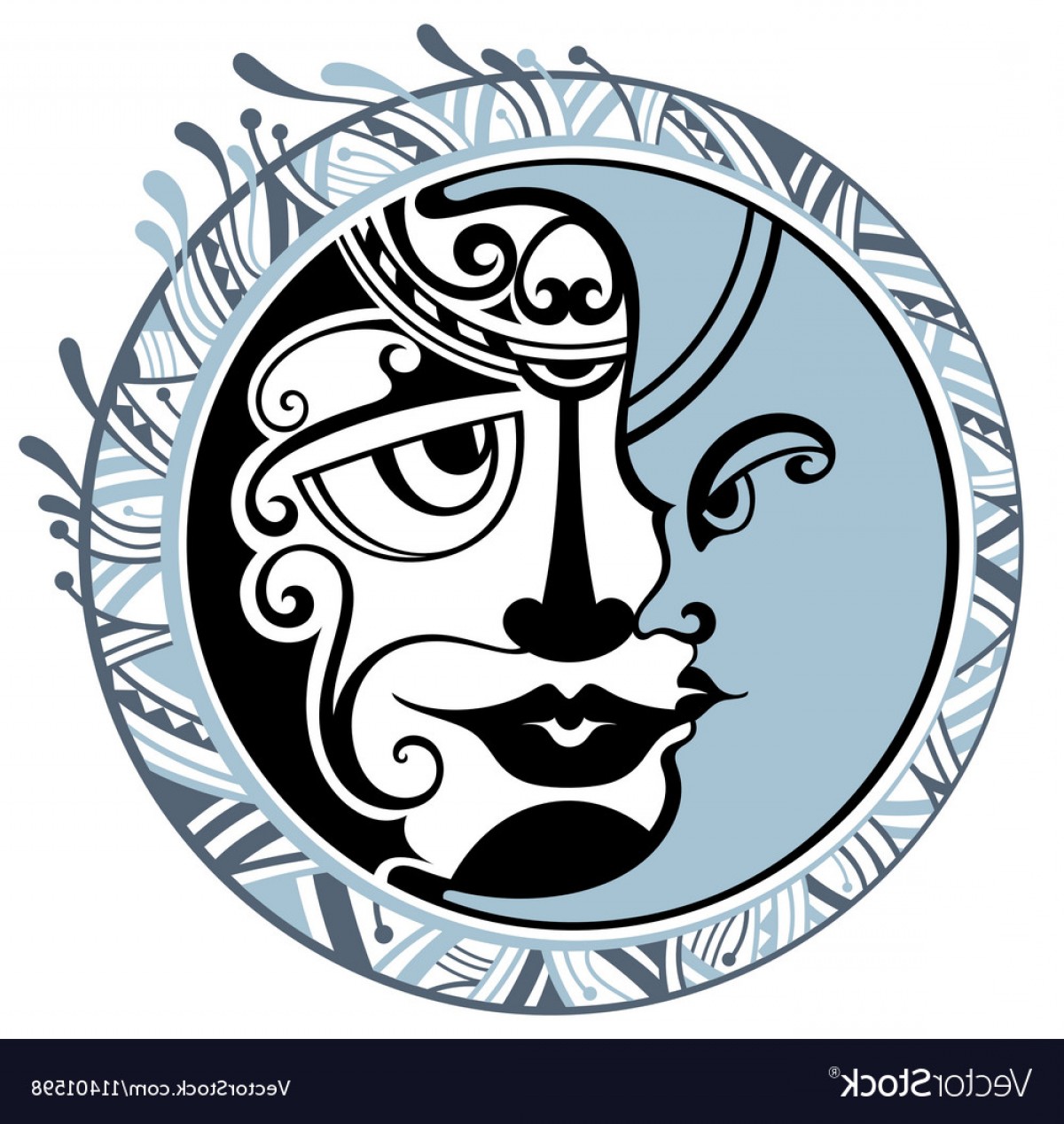 1200x1268 Bohemian Hand Drawn Sun And Moon Vector Sohadacouri