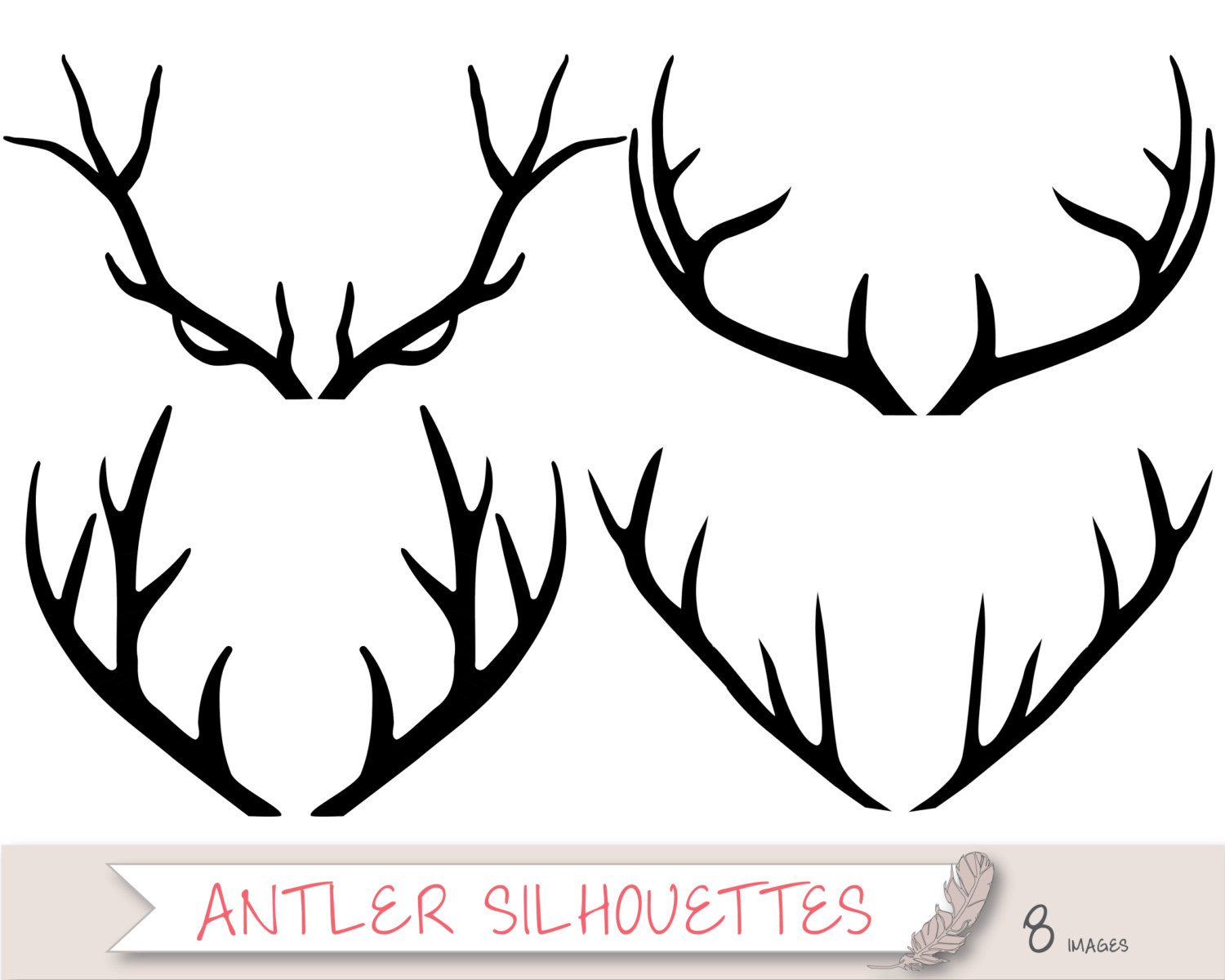 1500x1200 Moose Antler Silhouette Clipart