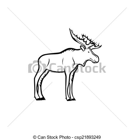 450x470 Vector Illustration Moose On A White Background.