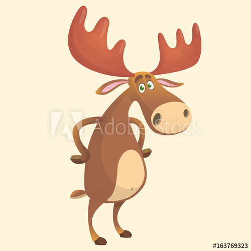 500x500 Cool Carton Moose. Vector Illustration Isolated.