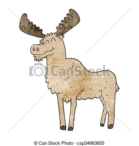 449x470 Freehand Textured Cartoon Moose Clipart Vector