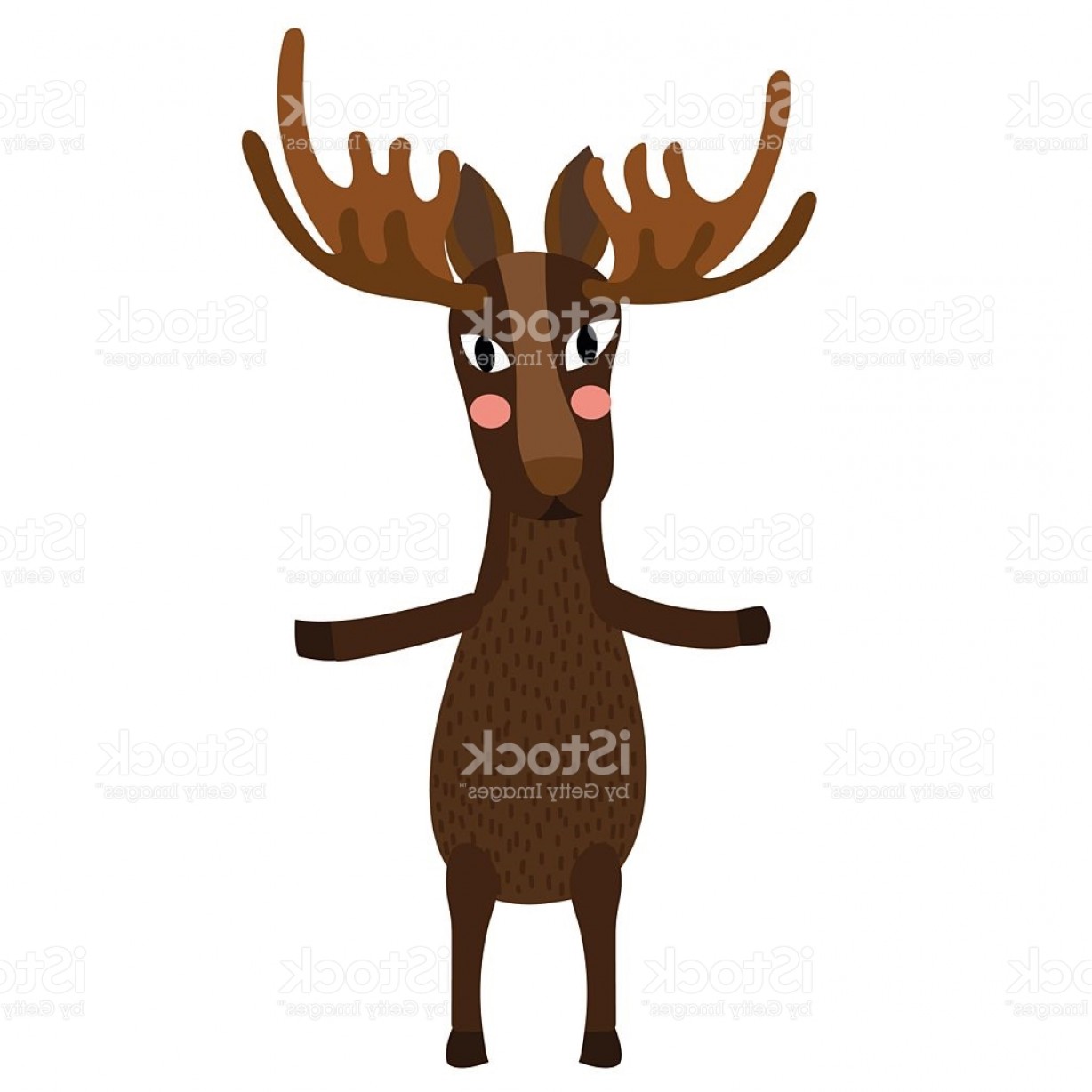 1228x1228 Moose Standing On Two Legs Animal Cartoon Character Vector