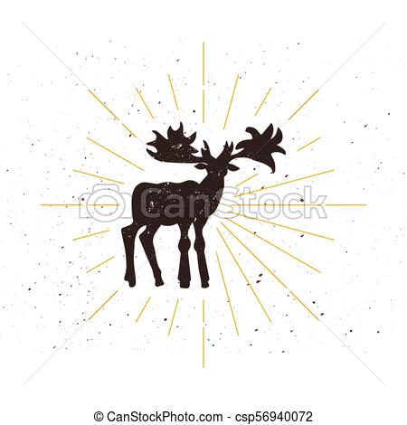 450x470 Retro Moose Silhouette Logo. Wild Deer Sign And Vintage Logotype