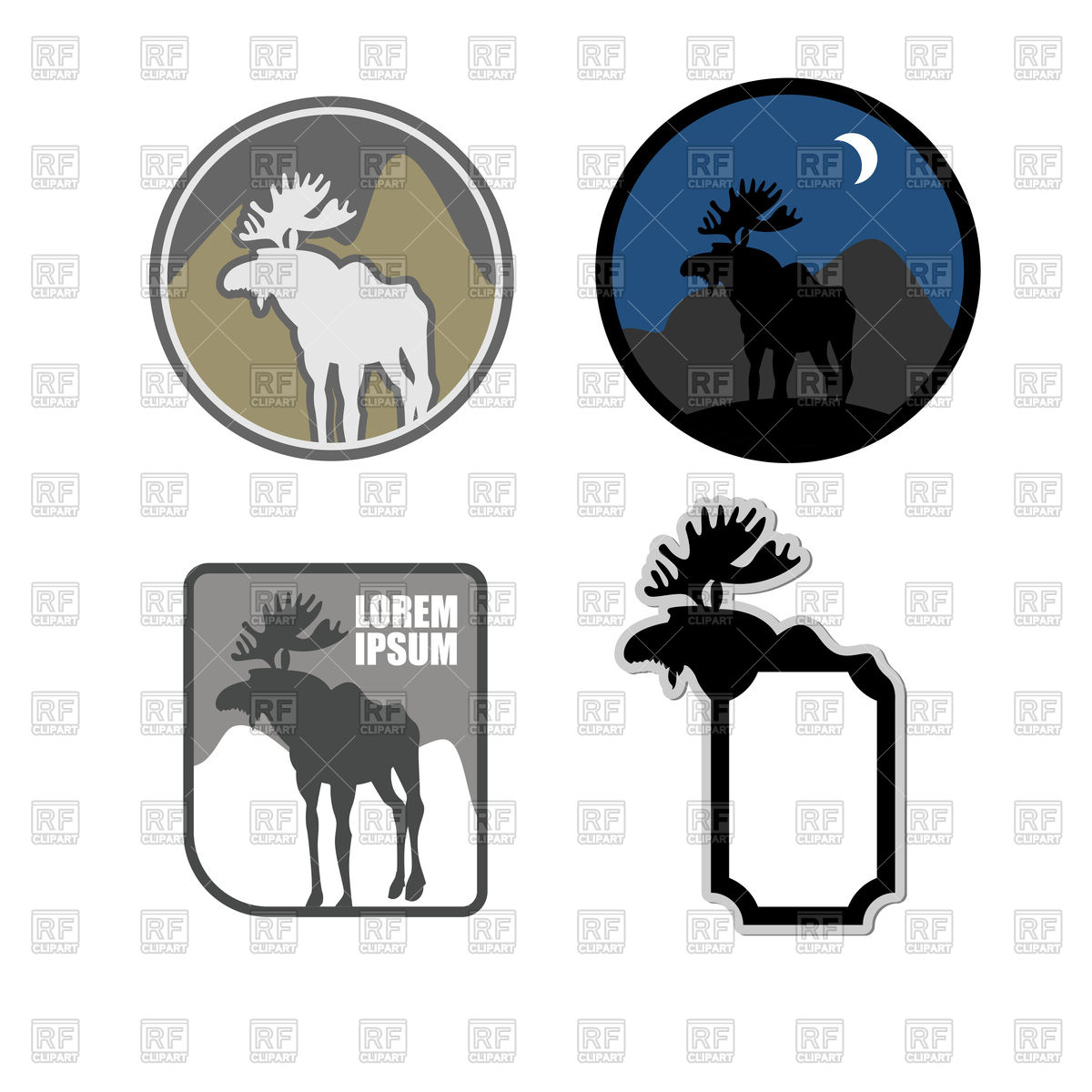 1200x1200 Set Of Logo With Moose, Frame With Elk Vector Image Vector
