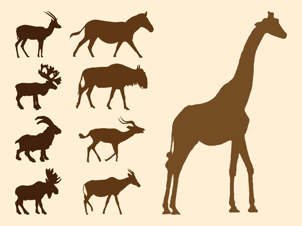 1024x765 Wild Animals Silhouettes Set Vector Art Amp Graphics