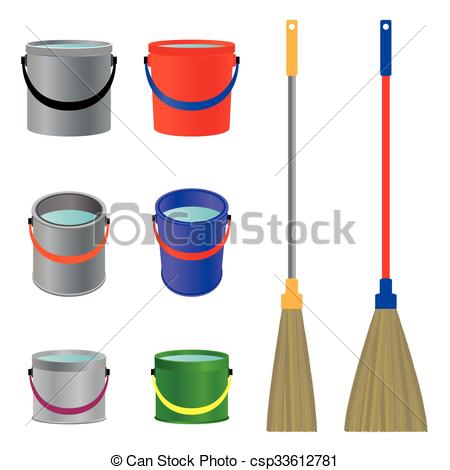 450x470 Mops And Buckets. The Tool For Cleaning.
