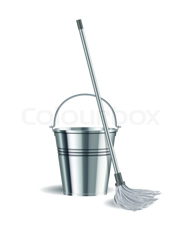 640x800 Bucket And Mop On White Background Stock Vector Colourbox
