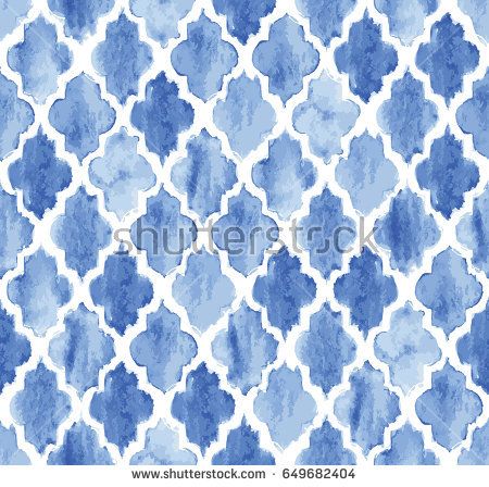 450x448 Seamless Blue Watercolor Moroccan Pattern Background Vector