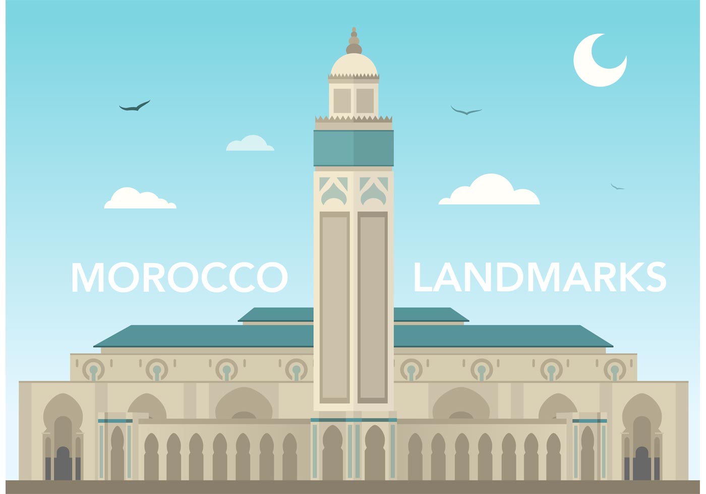 1400x980 Free Morocco Hassan Mosque Vector