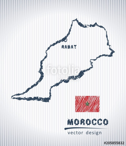 434x500 Morocco Vector Chalk Drawing Map Isolated On A White Background