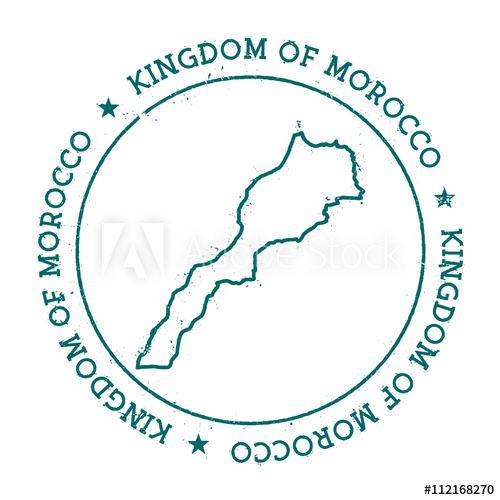 500x500 Morocco Vector Map. Retro Vintage Insignia With Country Map