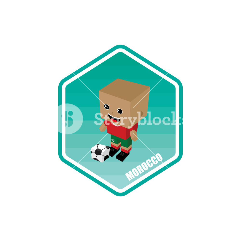 1000x1000 Soccer Isometric Theme Morocco Vector Art Cartoon Royalty Free