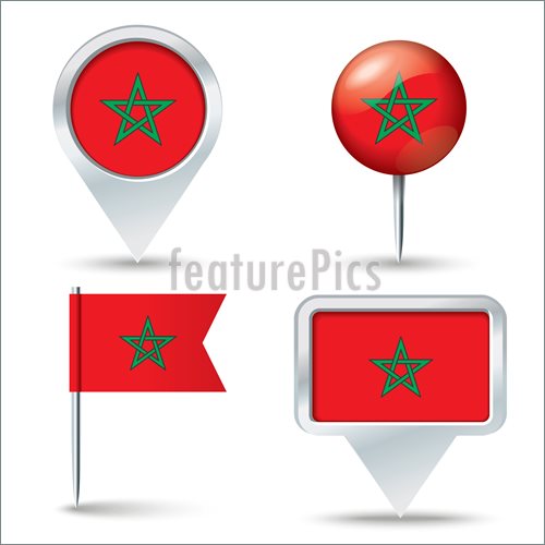 500x500 Flags Map Pins With Flag Of Morocco