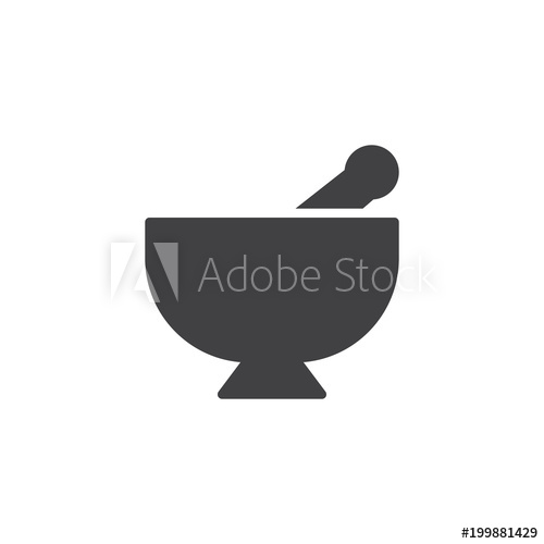 500x500 Mortar And Pestle Vector Icon. Filled Flat Sign For Mobile Concept