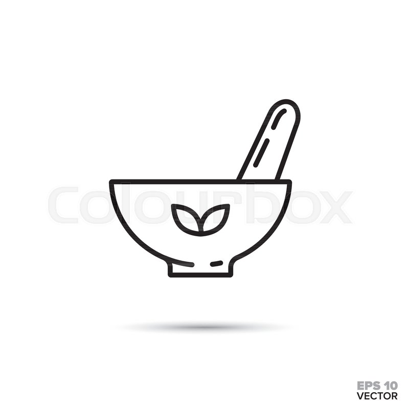 800x800 Mortar And Pestle Vector Line Icon. Spa And Herbal Medicine Symbol