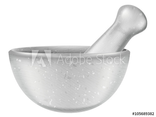 500x375 White Stone Mortar And Pestle, Vector Illustration.