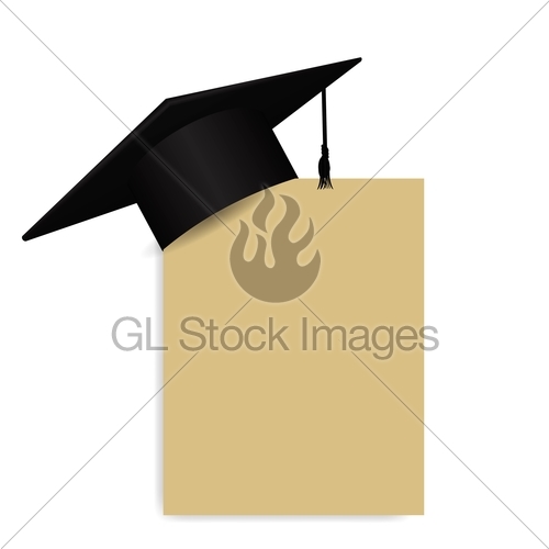 500x500 Graduation Cap Or Mortar Board On Paper Corner. Vector Ed... Gl