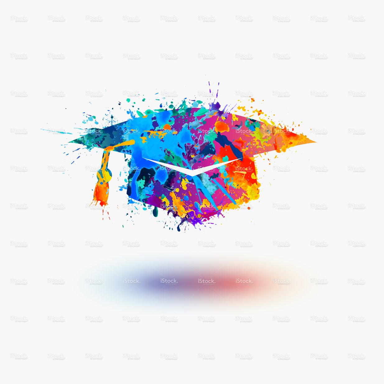 1235x1235 Mortar Board Vector Watercolor Icon Design