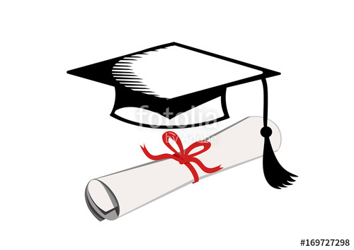 500x354 Vector Image Of A Mortar Board And A Scroll Tied With A Ribbon