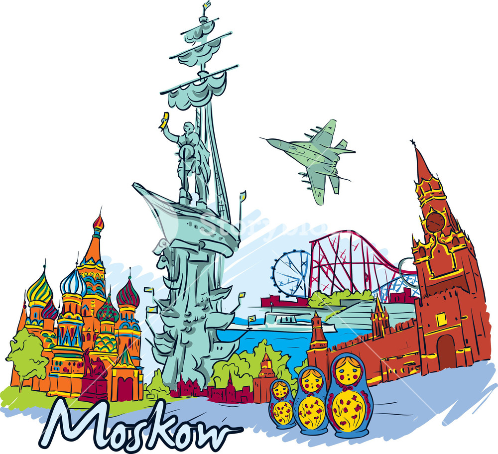 1000x912 Moscow Vector Doodle Royalty Free Stock Image