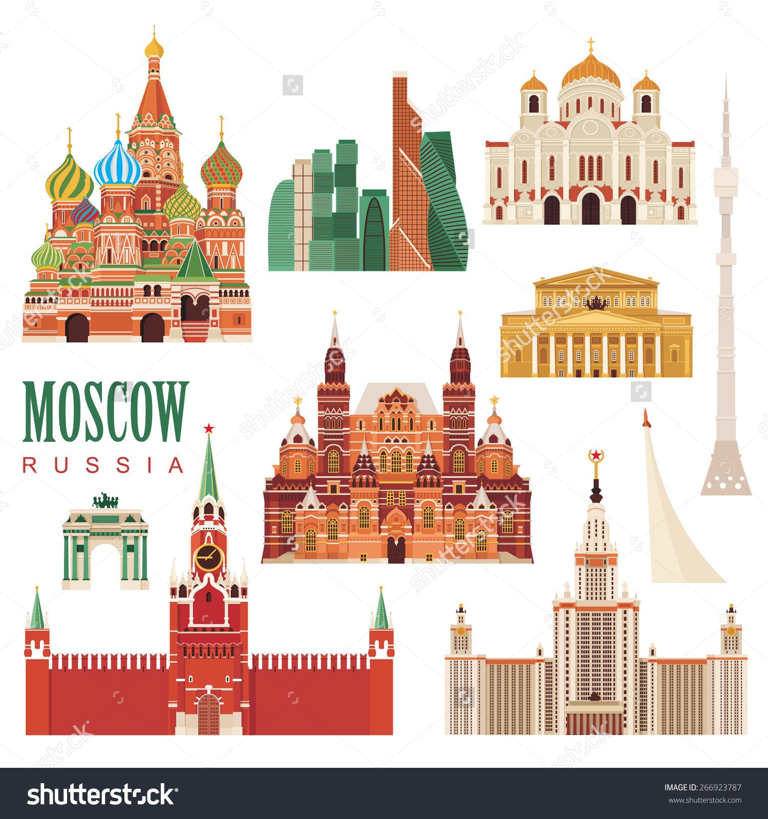1500x1600 Moscow. Vector Illustration Risunki Goroda In 2018