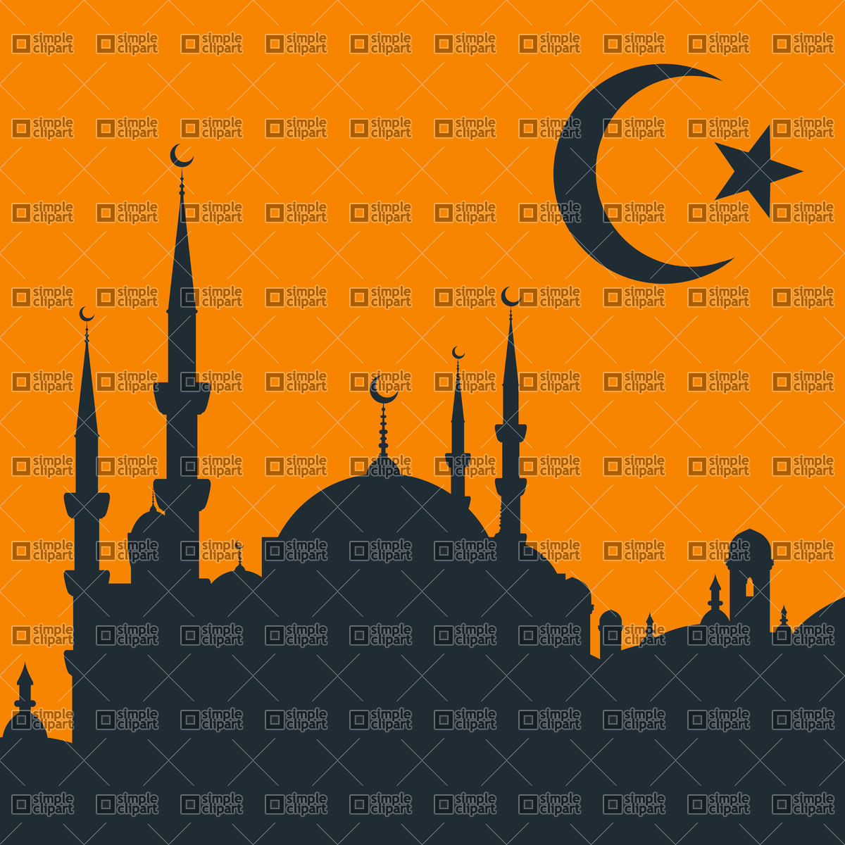 1200x1200 Cityscape Of Arabic City With Mosque Vector Image