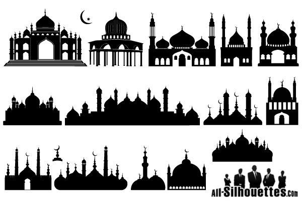 600x400 Islamic Mosque Silhouette Vector Illustration 123freevectors