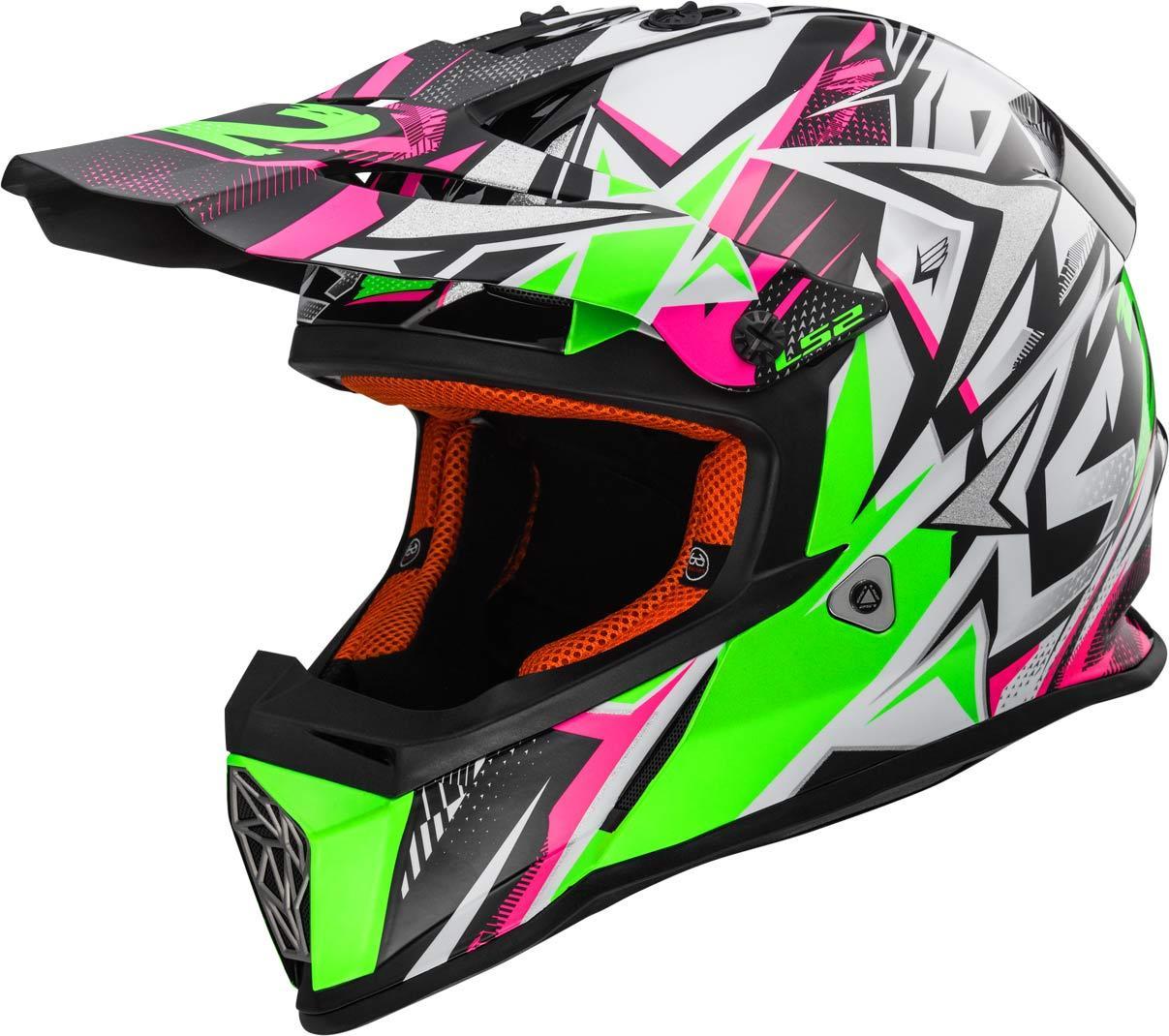 1207x1070 Ls2 Fast Mini Mx437j Strong Motorcycle Motocross Kids Grey Pink