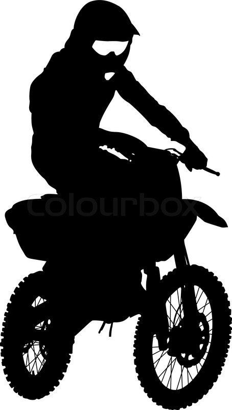 454x800 Black Silhouettes Motocross Rider On A Motorcycle. Vector